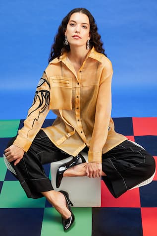 Shilpi Gupta Sheer Evil Eye Embroidered Shirt 