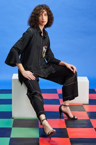 Shilpi Gupta Abstract Embroidered Pattern Shirt 