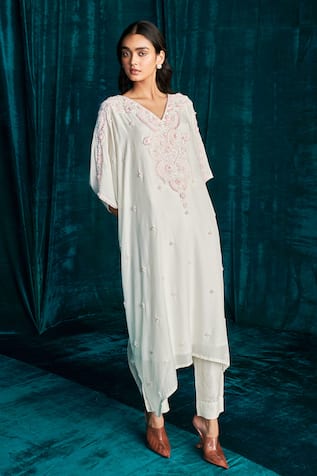 Kashmiraa Sequin Embroidered Kaftan & Pant Set 