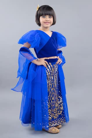 Pinkcow designs pvt ltd Sequin Flora Embroidered Lehenga Blouse Set 