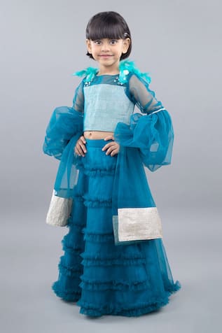 Pinkcow designs pvt ltd Frill Tier Lehenga Blouse Set 