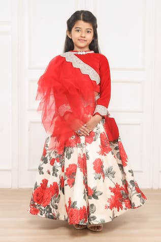 Pinkcow designs pvt ltd Rose Garden Print Lehenga Blouse Set 