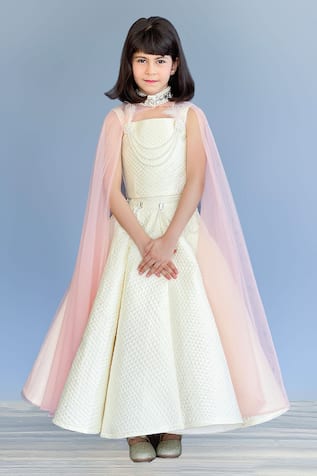 Pinkcow designs pvt ltd Quilted Crystal Pearl Chain Embellished Lehenga Blouse Set 