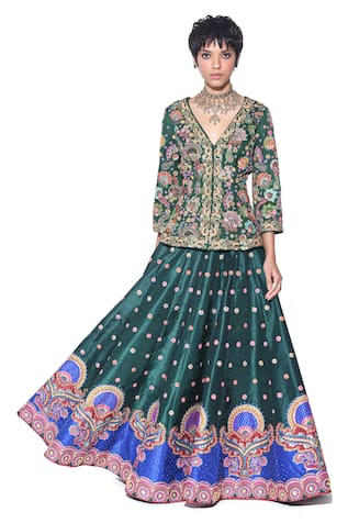 Siddhartha Bansal Paisley Pattern Embroidered Lehenga Set 