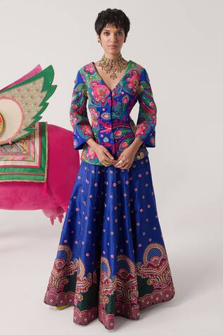 Siddhartha Bansal Paisley Pattern Embroidered Lehenga Set 