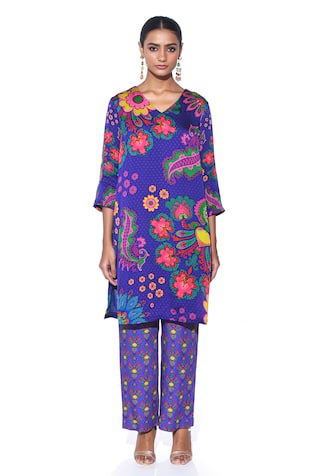 Siddhartha Bansal Paisley Print Kurta & Pant Set 