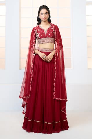 Aariyana Couture Embroidered Blouse Frill Lehenga Set 