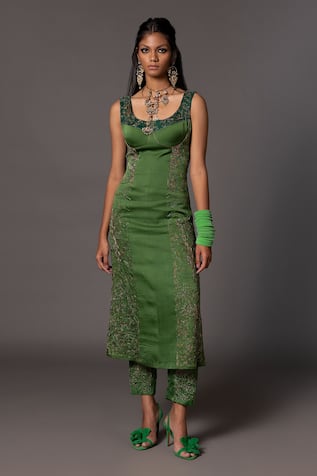 Bottle green dress online sale