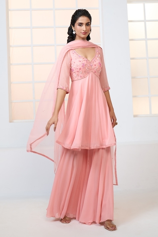 Aariyana Couture Embroidered Peplum Kurta Sharara Set