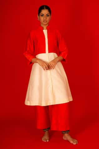 SAKSHAM & NEHARICKA Kriti Color Block Kurta With Palazzo 