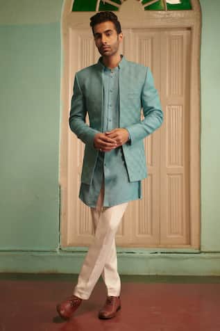 Philocaly Naksha Silk Embroidered Bandhgala & Kurta Set 