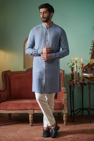 Philocaly Frosty Pipe Work Kurta 