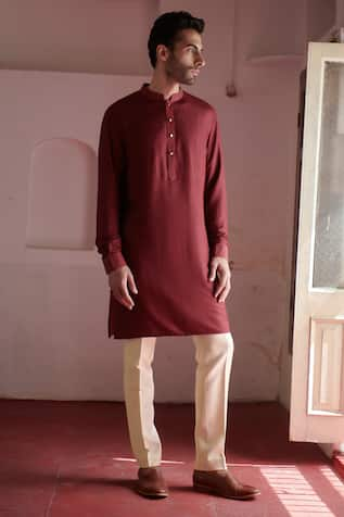 Philocaly Garnet Cotton Silk Kurta 