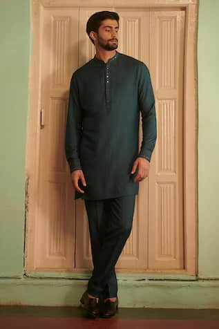 Philocaly Neel Mirror Placket Embroidered Kurta 