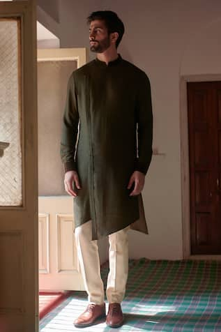 Philocaly Harit Asymmetric Embroidered Kurta 