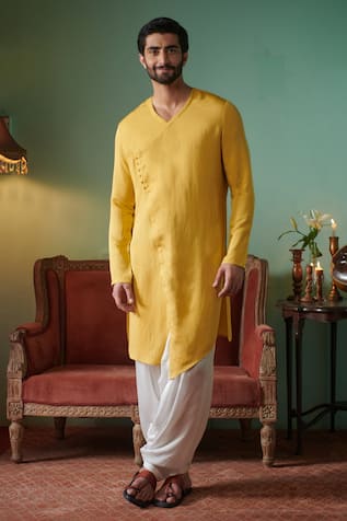 Philocaly Haluda Solid Angrakha Kurta 