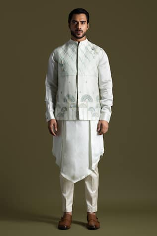 Egyptian Motif Embroidered Nehru Jacket Set 