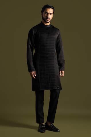 Smocked Panel Kurta With Trouser 