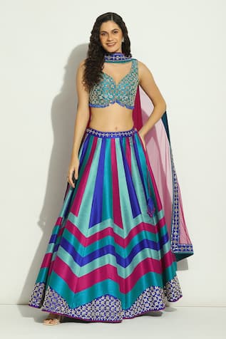 Vandana Sethi Chevron Pattern Lehenga Set 