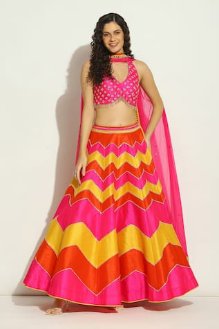 Vandana Sethi Chevron Embroidered Lehenga Set 