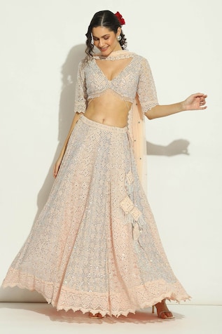 Vandana Sethi Swarovski Embroidered Bridal Lehenga Set 