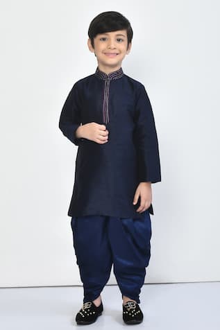 Embroidered Collar Kurta Dhoti Pant Set 