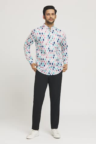 Aryavir Malhotra Diamond Print Shirt 