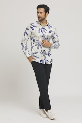 Arihant Rai Sinha Autumn Leaves Print Shirt 