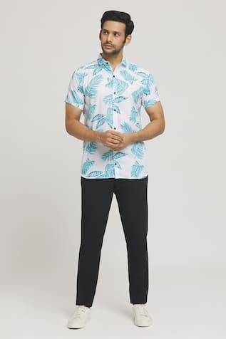 Arihant Rai Sinha Falling Leaves Print Shirt 