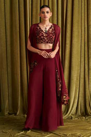 Qala Clothing Iraja Embroidered Cape Sharara Set 