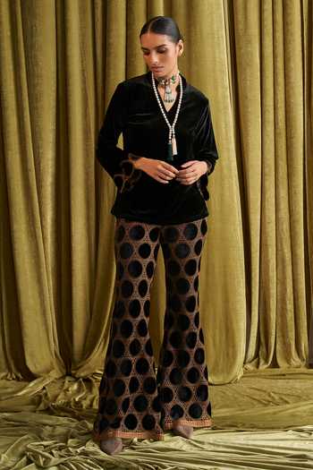 Qala Clothing Anya Velvet Top With Embroidered Pant 