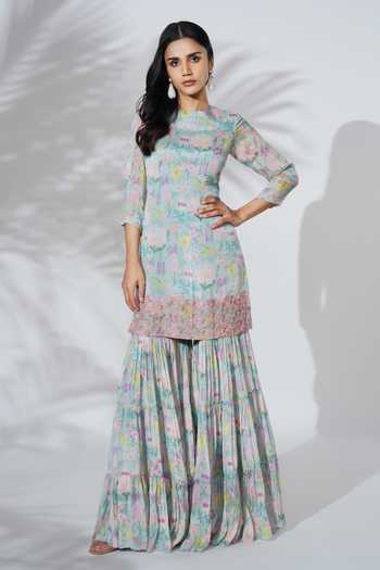 Anu Pellakuru Floral Print Kurta & Sharara Set 