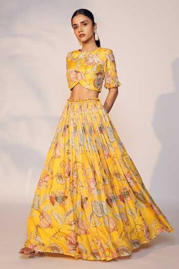 Anu Pellakuru Floral Print Blouse & Lehenga Set 