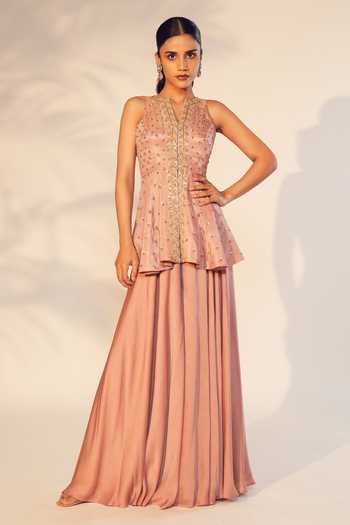 Anu Pellakuru Hand Embroidered Peplum Top & Palazzo Set 