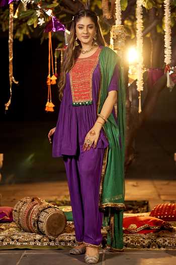 Nimbu Mirchi Embroidered Yoke Kurta Salwar Set 