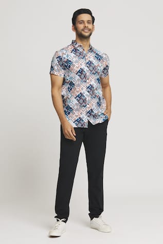 Arihant Rai Sinha Geometric Illusion Print Shirt 