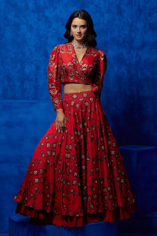 Nautanky Printed Silk Top & Lehenga Set 