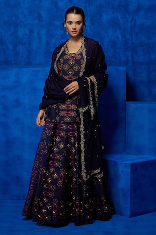 Nautanky Enchantress Starry Night Kurta Lehenga Set 