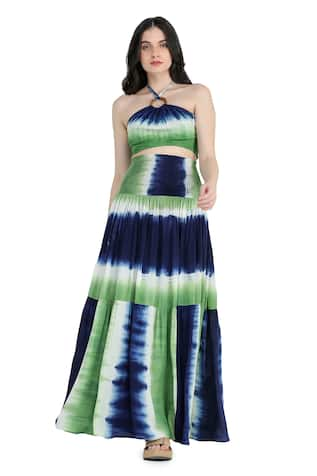 Shruti Sancheti Tie-Dye Halter Neck Top & Skirt Set 