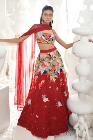 Sahil Kochhar Meryam Jungle Pattern Lehenga Set 