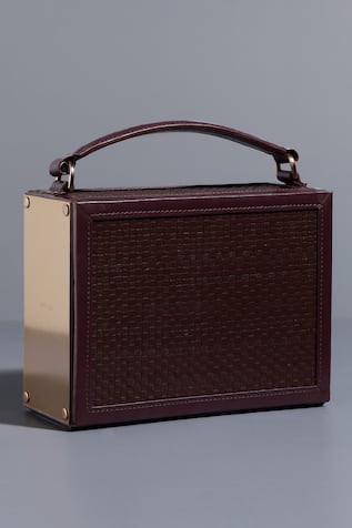 Tann-ed Woven Textured Panel Box Bag 