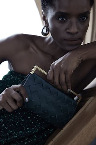 Tann-ed Woven Fold Over Textured Clutch 