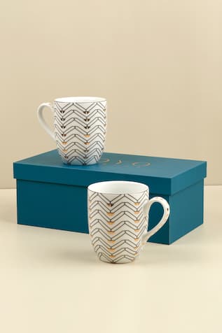 Porcelain Graphic Pattern Mugs - 2 Pcs 