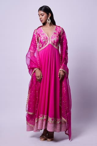 Kavitha Gutta Zardozi Embroidered Anarkali With Dupatta 