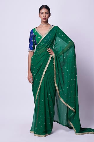 Kavitha Gutta Sequins Hand Embroidered Saree With Blouse 