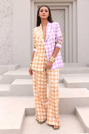 Aapro Checkered Blazer & Pant Set 