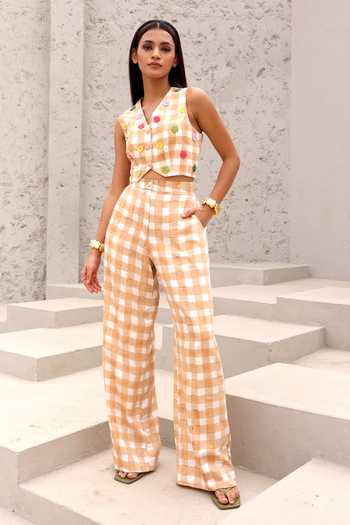 Aapro Checkered Waistcoat & Pant Set 