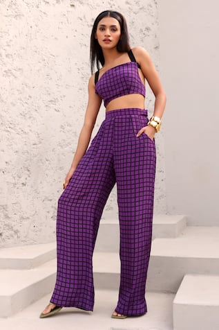 Aapro Harmony Checkered Print Bustier & Pant Set 