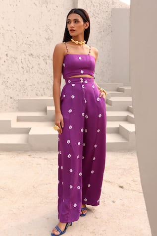 Aapro Saige Bandhej Pattern Bustier & Pant Set 