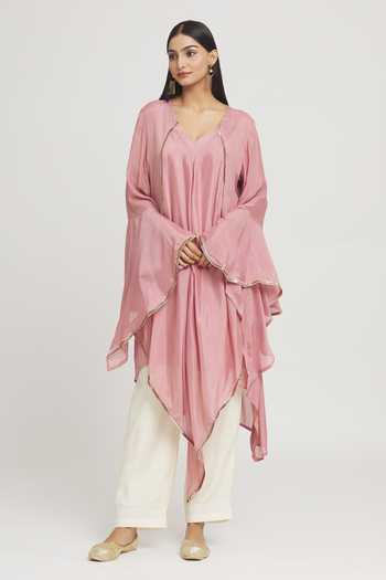 Label Lila Lace Embellished Asymmetric Kurta 